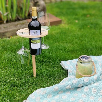 Inklapbare Houten Picknicktafel met Ingebouwde Wijnhouder voor Outdoorgebruik