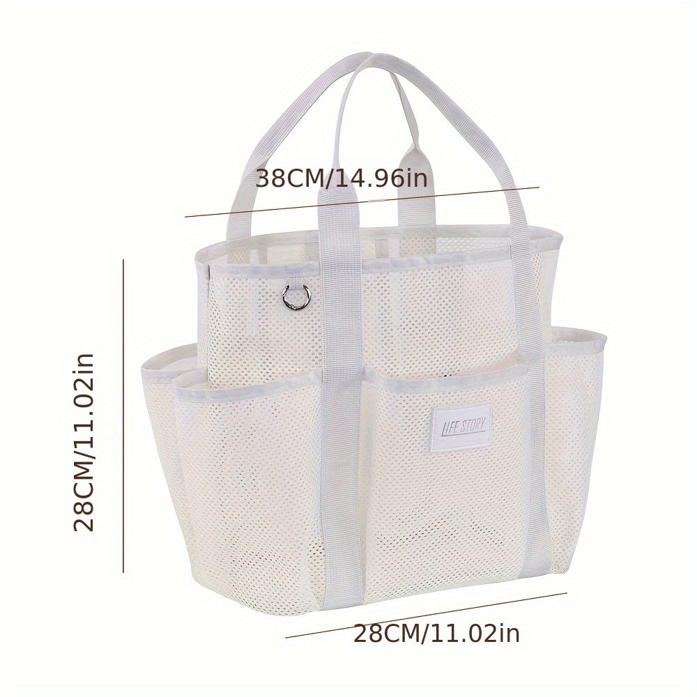 Mesh Beach Tote Bag met Meerdere Zijvakken