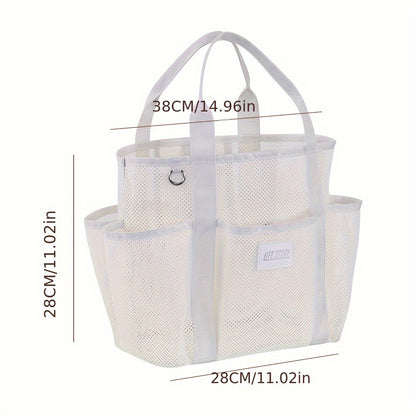 Mesh Beach Tote Bag met Meerdere Zijvakken