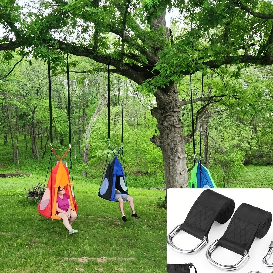 2‑Pack Zware Camping Hangmat Slings met Twee Sloten – Duurzame Ophangaccessoires voor Hangmatten & Schommels