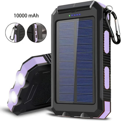 Zonne-accu Powerbank – Geel Zwart Outdoorontwerp met LED & Kompas