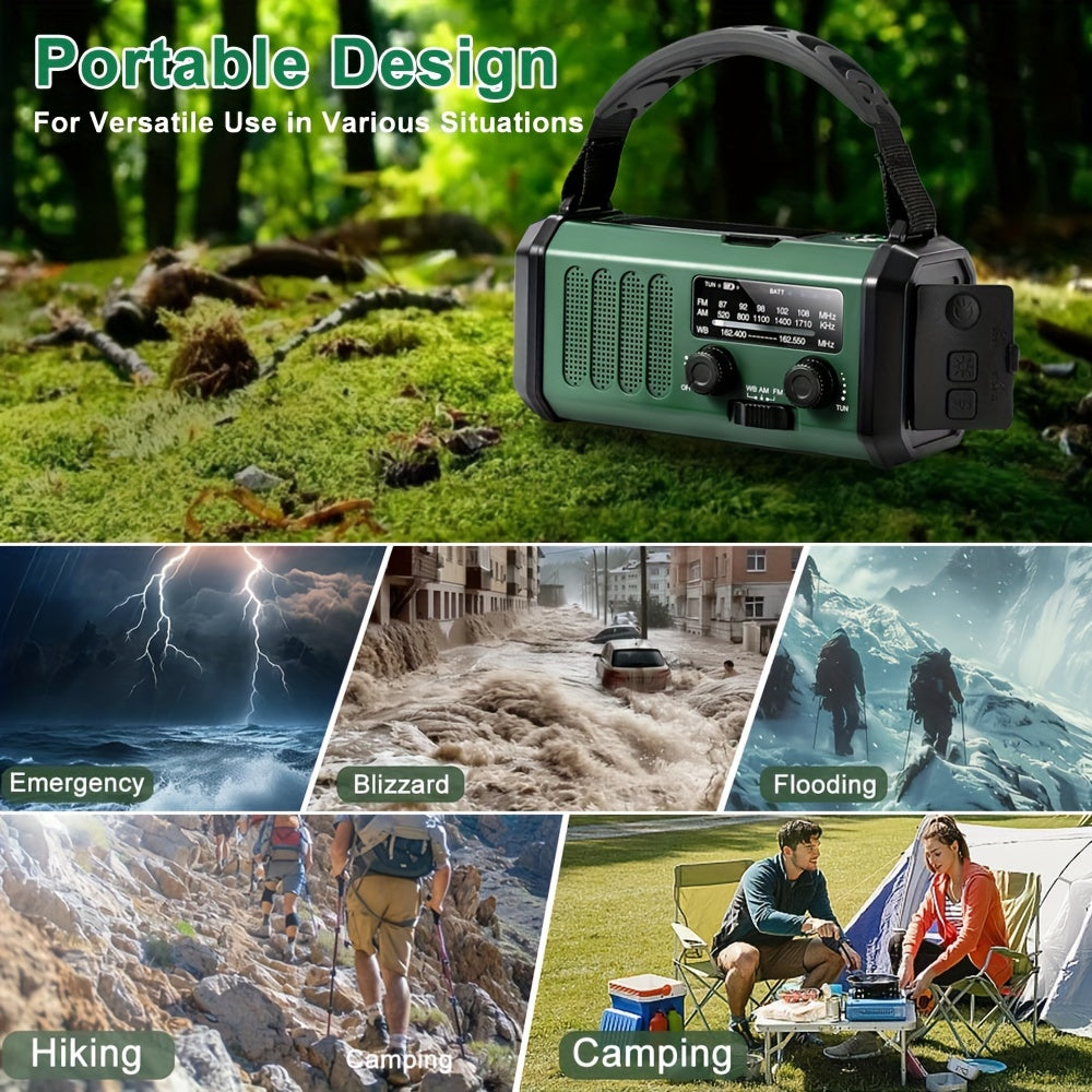 10000mAh Solar‑Aangedreven Noodradio met Handcrank voor Outdoor Survival en Noodgevallen