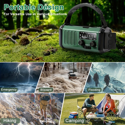10000mAh Solar‑Aangedreven Noodradio met Handcrank voor Outdoor Survival en Noodgevallen