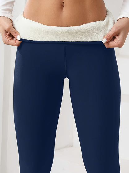 Dames Fleece Gevoerde Leggings – Hoogelastische Sportbroek voor Herfst en Winter