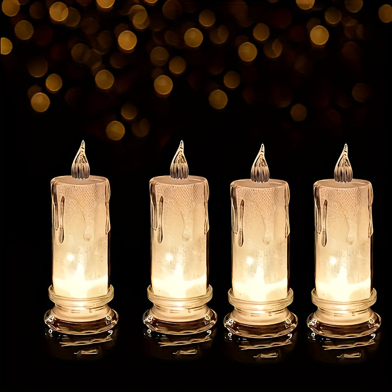 SunGlow LED Kaarsenset – 4 Vlamloze Acryl Fleskaarsen met Verstelbare Verlichting
