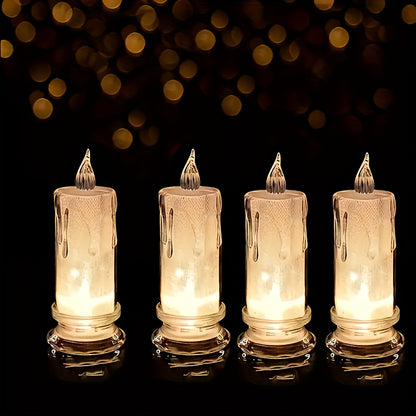 SunGlow LED Kaarsenset – 4 Vlamloze Acryl Fleskaarsen met Verstelbare Verlichting