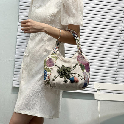 Boheemse Handgemaakte Handtas – Decoratieve Bloem Tote