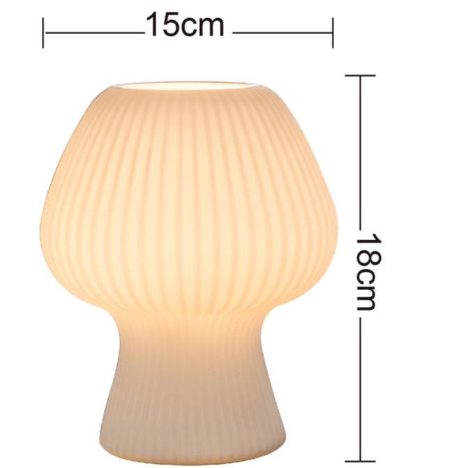 Glazen Paddenstoellamp Met Vintage Ribstructuur Voor Warme Rustige Sfeerverlichting