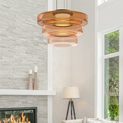 Gelaagde Glazen Hanglamp Met Tijdloos Minimalistisch Ontwerp