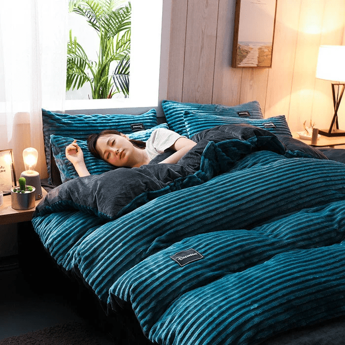 Warme Winter Beddengoedset van Koraalfleece en Fluweel
