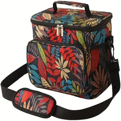 Geïsoleerde Lunchtas met Dubbellaagse Indeling – Wilgenbladrood Ontwerp