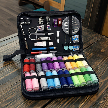 100-delige Naaikit met Accessoires – Compacte Reparatieset met 24 Draadkleuren en Noodgereedschap