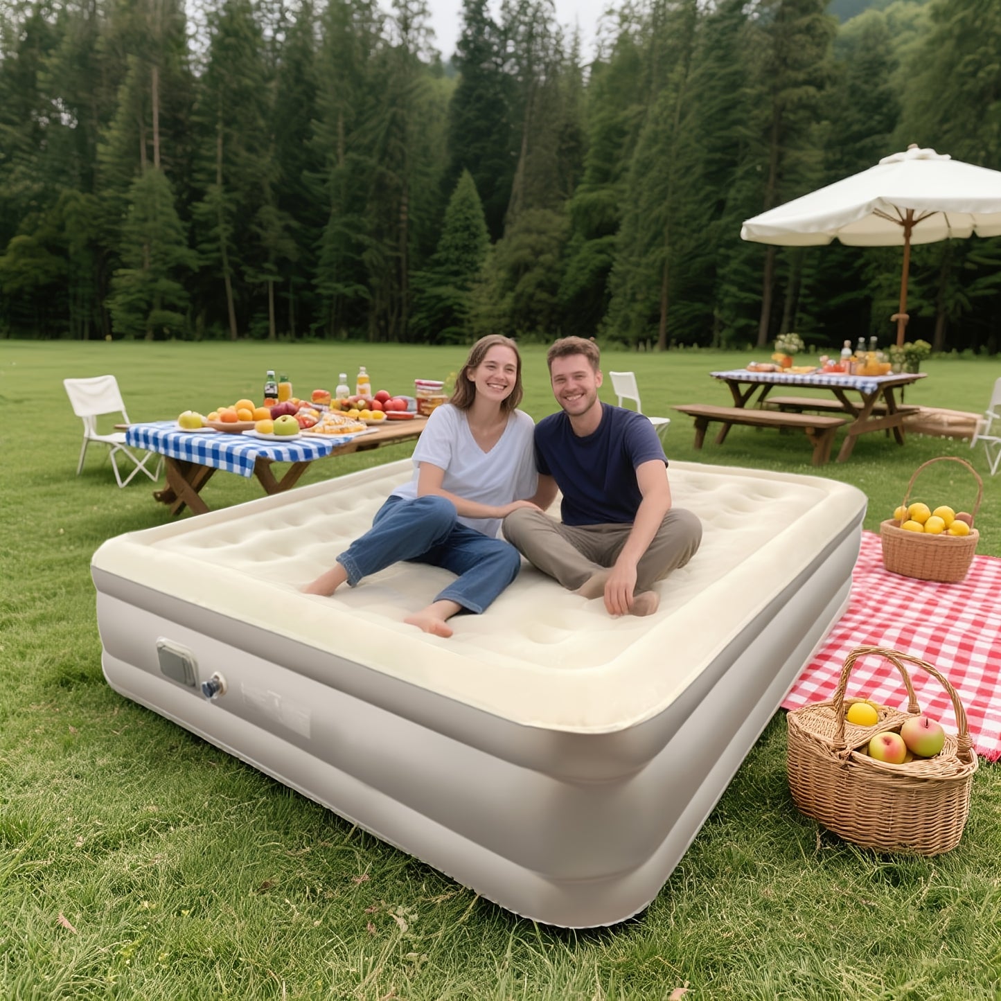 Zelfopblazende Luchtmatras met Ingebouwde Pomp – Dikke Camping Slaapmat voor Binnen & Buiten