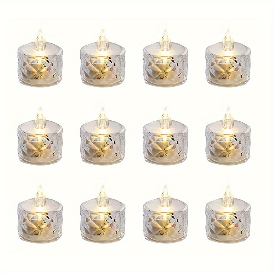 HexaGlow LED Set – 12 Vlamloze Zeshoekige Tafellampen met Glitter