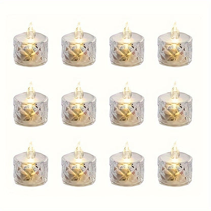 HexaGlow LED Set – 12 Vlamloze Zeshoekige Tafellampen met Glitter