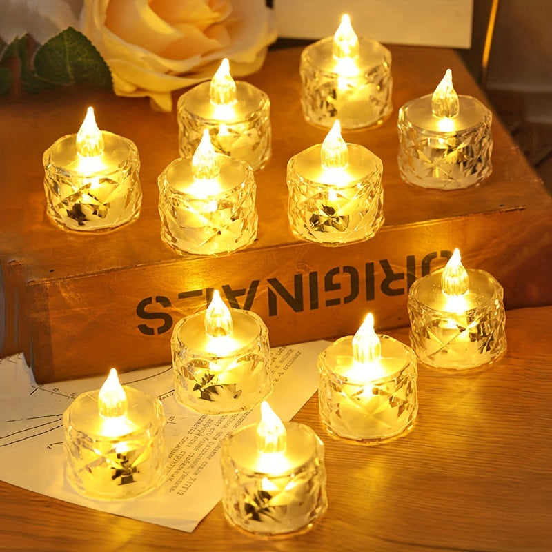 HexaGlow LED Set – 12 Vlamloze Zeshoekige Tafellampen met Glitter