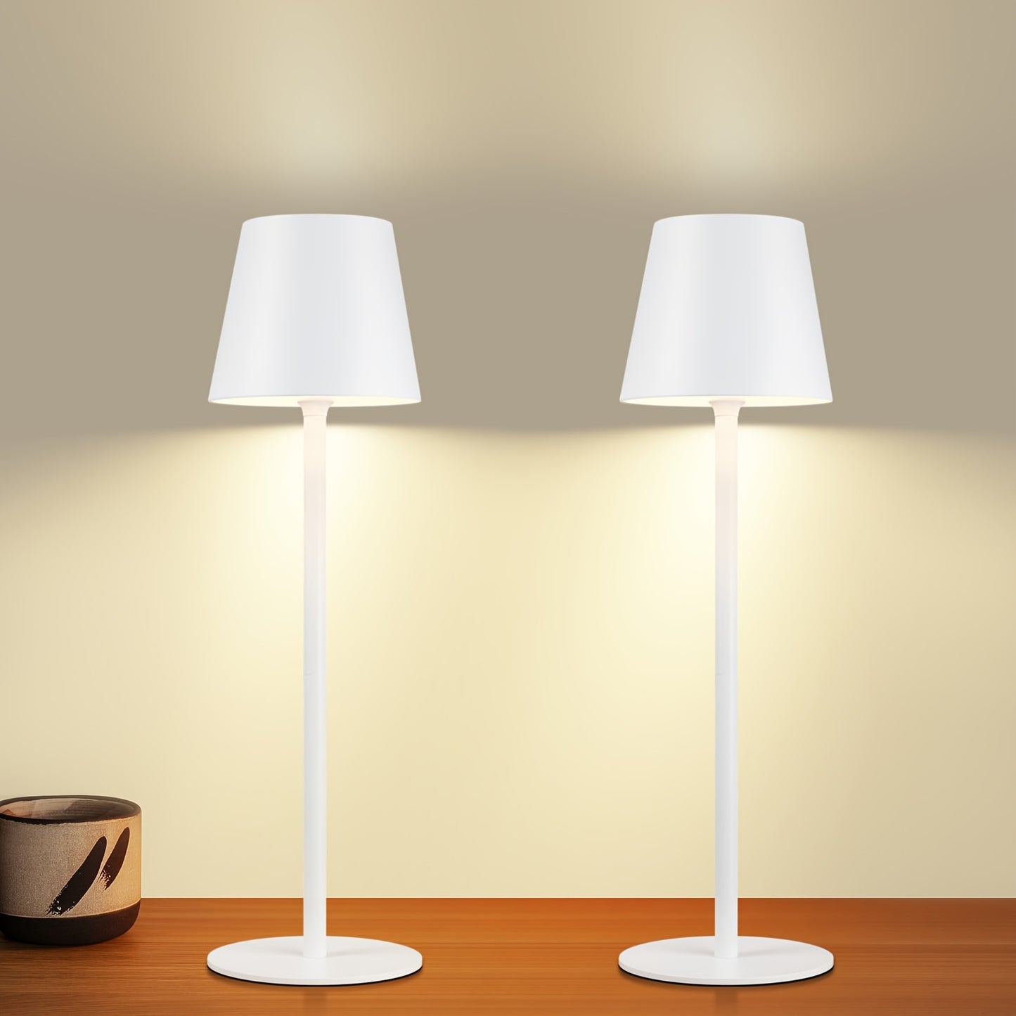 2ER Touch Tafellamp – Draadloos USB-Oplaadbaar LED Bedlampje voor Bureau en Nachtkastje
