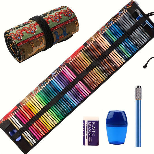 72 oliebasis kleurpotloden – premium set met canvas wrap en accessoires voor volwassenen en kunstenaars
