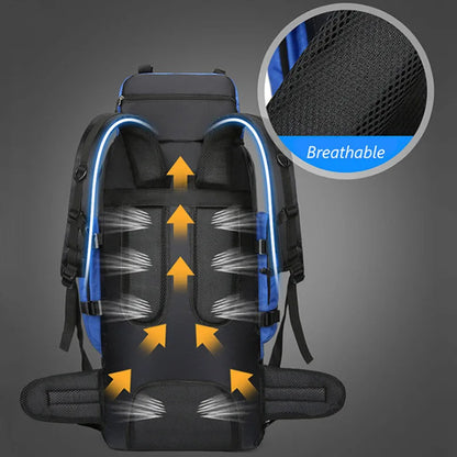 Waterdichte Wandelrugzak van 90 Liter voor Kamperen en Outdoor