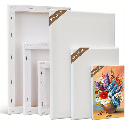 Schilderdoekset – 6 stuks voorgespannen canvas in 3 formaten voor acryl- en olieverfprojecten