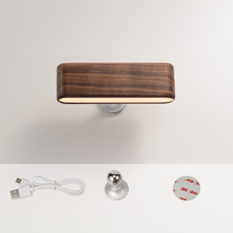 Draadloze LED Bureaulamp Van Massief Hout Met Magnetische Bevestiging