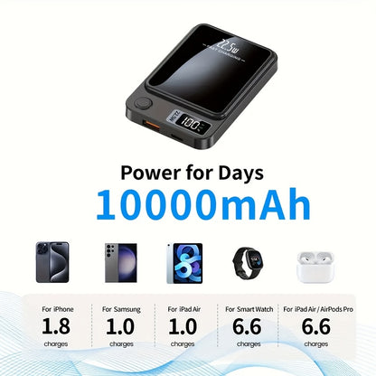10.000 mAh Magnetische Powerbank – LED-display, USB Type-C