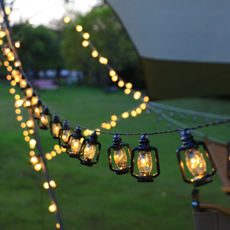 Op Zonne‑energie Werkend Vintage Olielamp‑Lichtsnoer met Campingverlichting‑functionaliteit voor Outdoor Sfeer