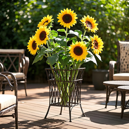 Kunst zonnebloemen boeket – 12 stuks met lange stelen en bladeren voor hangende decoratie en feestelijk gebruik