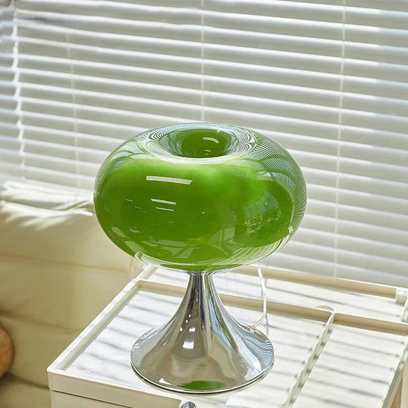 Vintage Appel Tafellamp van Glas in Bauhaus Stijl
