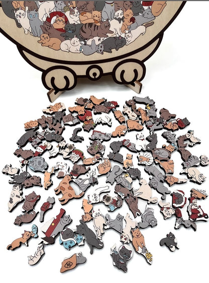 Houten Kattenpuzzel Met 135 Stukjes Voor Ontspanning En Decoratie