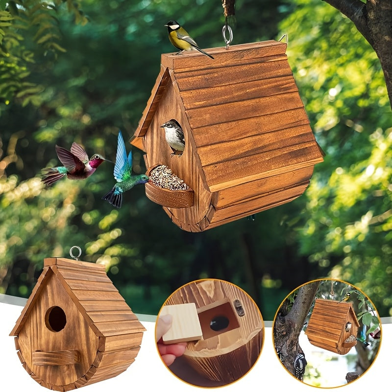 Rustiek Houten Hangend Vogelhuisje – Duurzaam & Decoratief voor Buiten