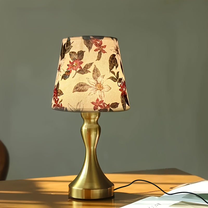 Retro Stoffen LED Tafellamp – USB-Gevoed met Dimbare 3-Kleuren Verlichting