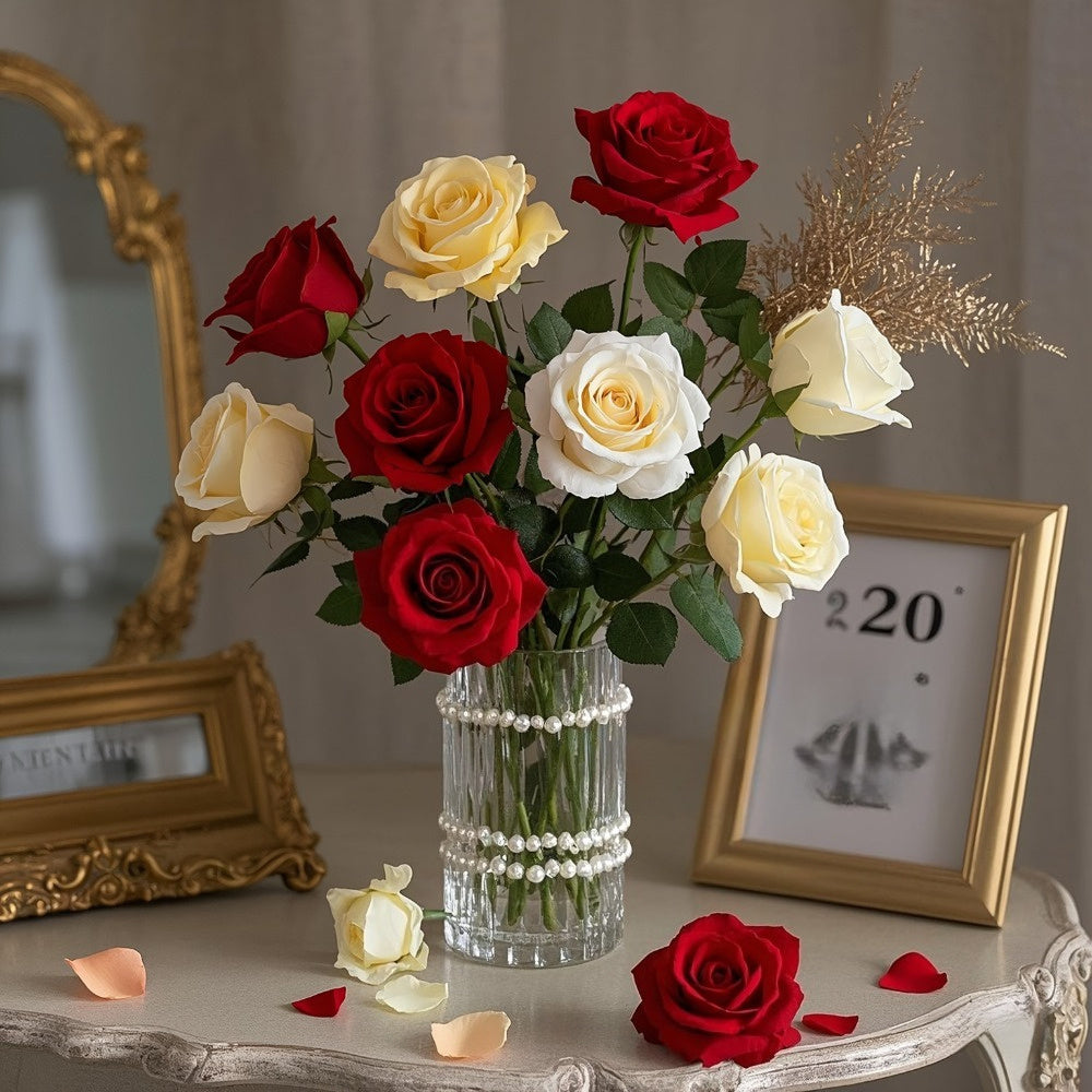 Zijden Rozenboeket – 24 Stelen Multikleurige Kunstbloemen voor Feest & Decoratie