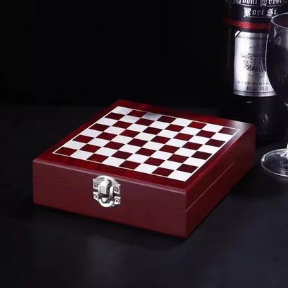 ChessCork Luxe Flessenopener Set – Houten Schaakdoos met Accessoires voor Wijnliefhebbers