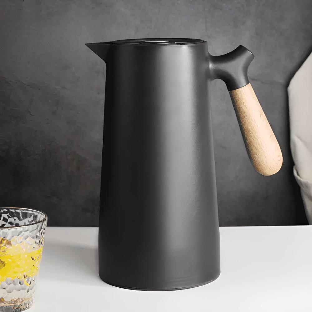 Geïsoleerde Karaf Met Houten Handvat En Dubbelwandige Constructie