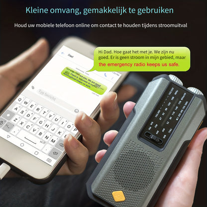 Draagbare Noodradio met Handzwengel, Zonnepaneel en LED‑Zaklamp