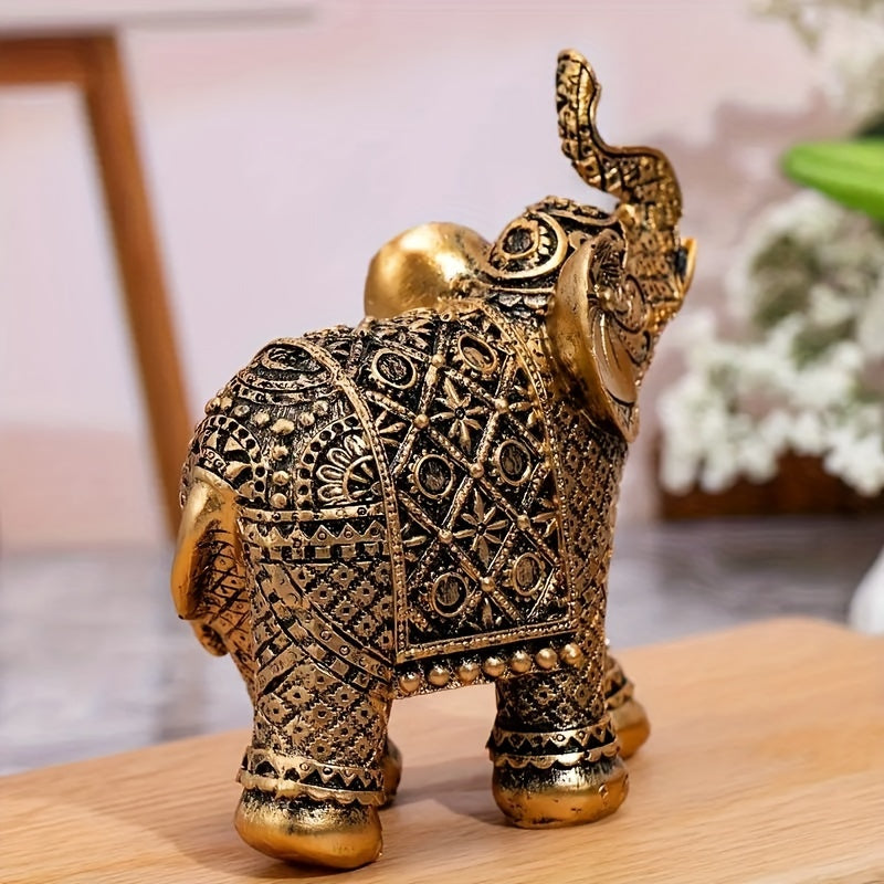 Gouden olifant beeld – decoratieve geluksbrenger van hars voor huis, kantoor en feestdagen