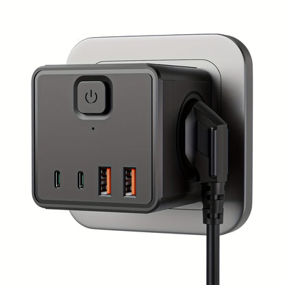 7-in-1 Wandstekkerdoos EU – Compacte Energieverdeler met USB & Type-C