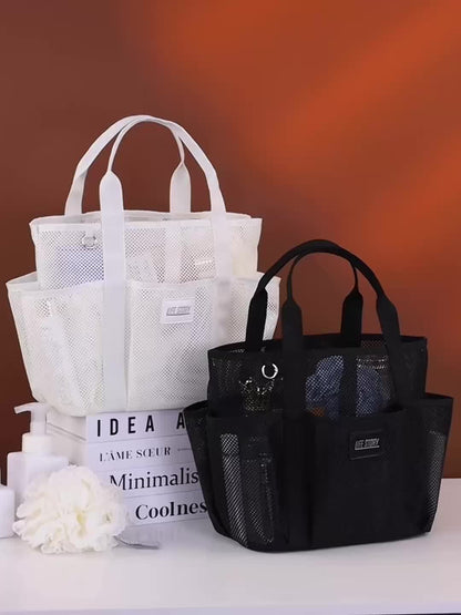 Mesh Beach Tote Bag met Meerdere Zijvakken