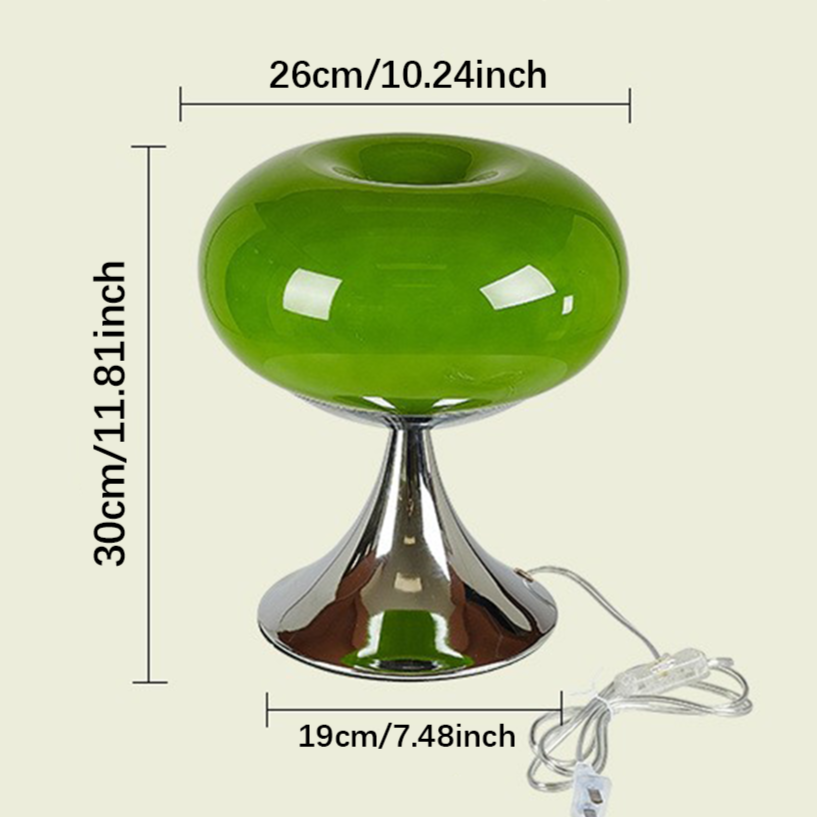 Vintage Appel Tafellamp van Glas in Bauhaus Stijl