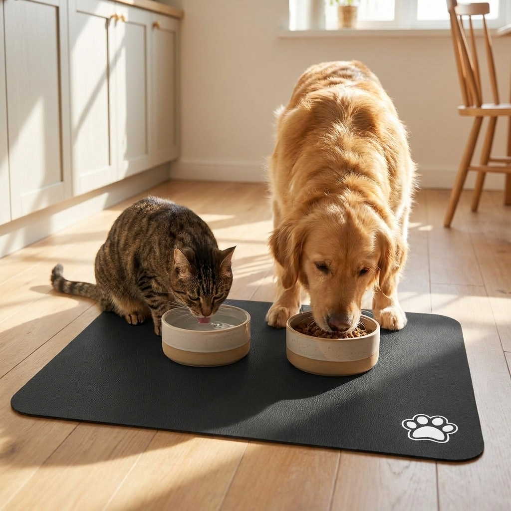 Absorberende Voerbakmat voor Honden en Katten met Antislip Onderkant