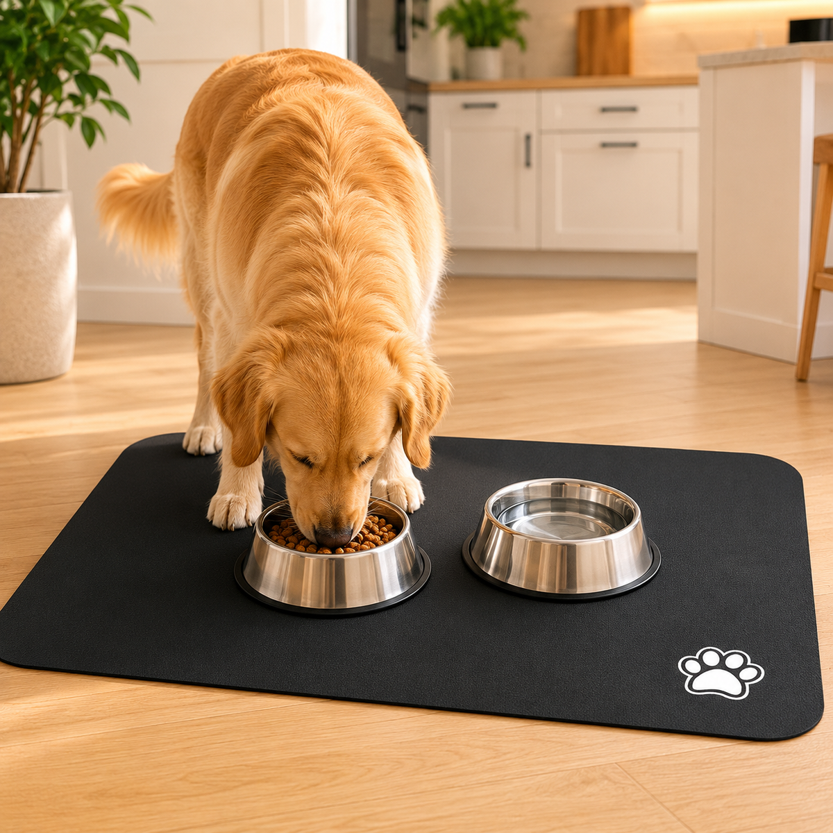 Absorberende Voerbakmat voor Honden en Katten met Antislip Onderkant