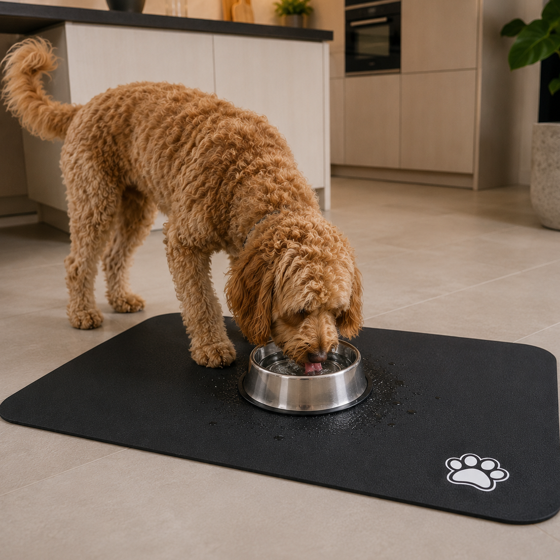 Absorberende Voerbakmat voor Honden en Katten met Antislip Onderkant