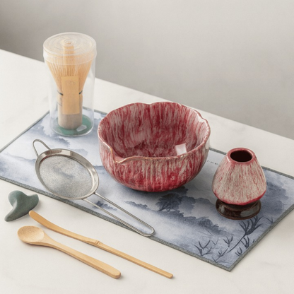 Complete Matcha Theeset Met Keramische Kom En Bamboe Accessoires