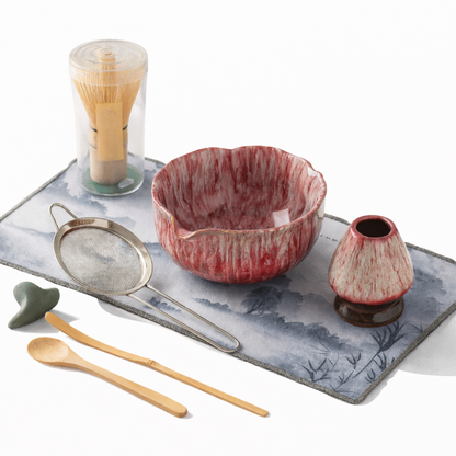 Complete Matcha Theeset Met Keramische Kom En Bamboe Accessoires