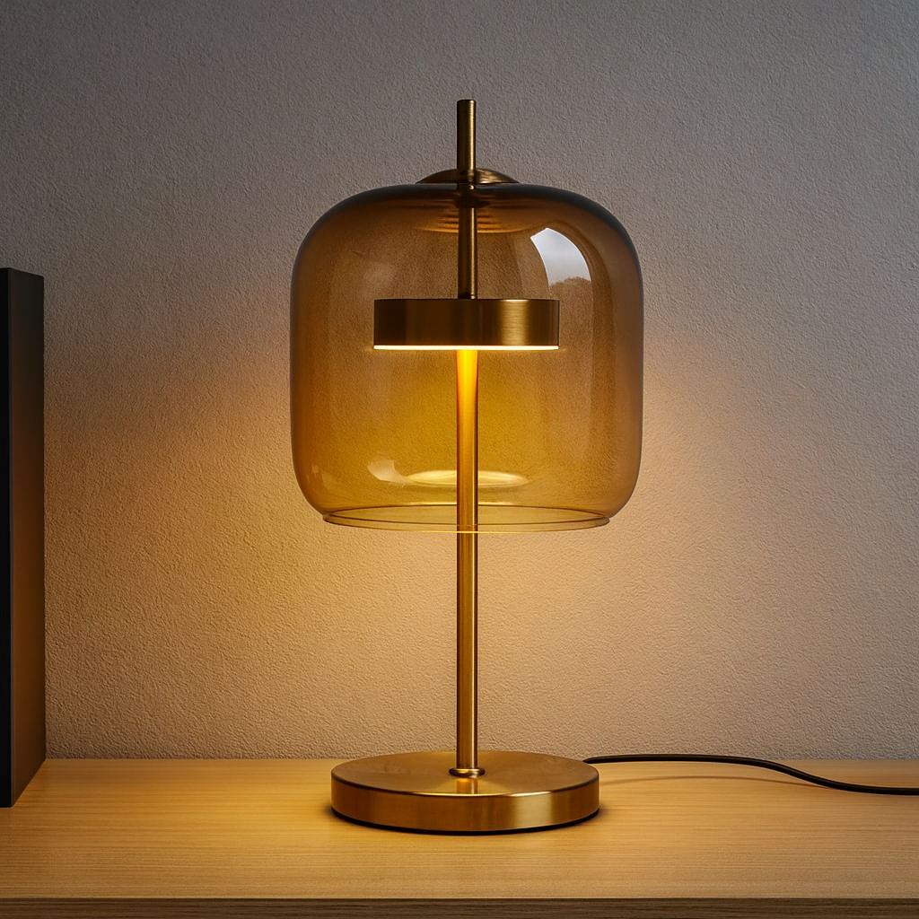 Glazen Tafellamp Met Koepelvorm En Gelijkmatige LED Verlichting