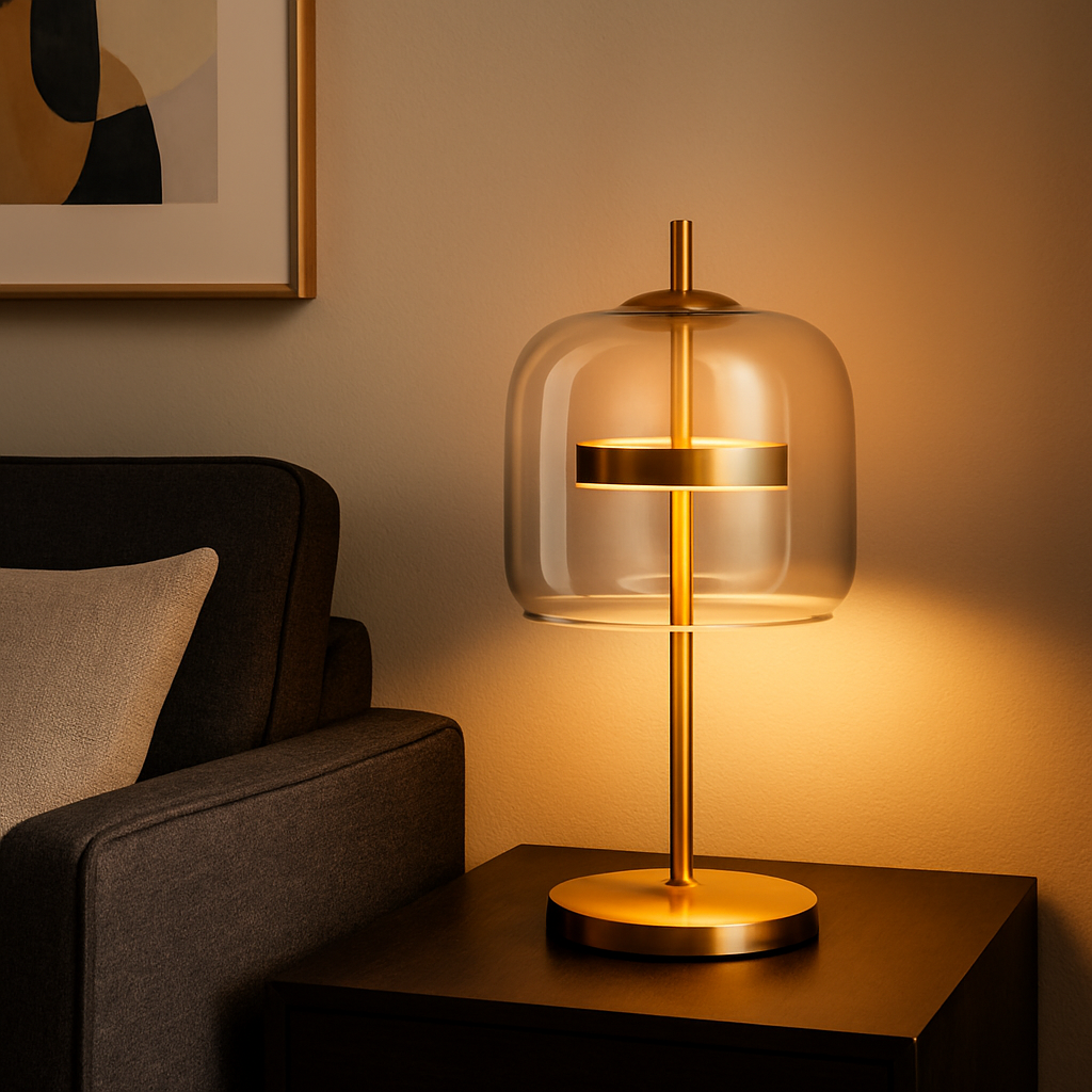 Glazen Tafellamp Met Koepelvorm En Gelijkmatige LED Verlichting