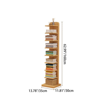 Verticale boekenkast van massief hout met vijf of negen niveaus