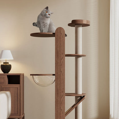 Kattenklimmeubel met vier niveaus, sisal en acryl ligplek