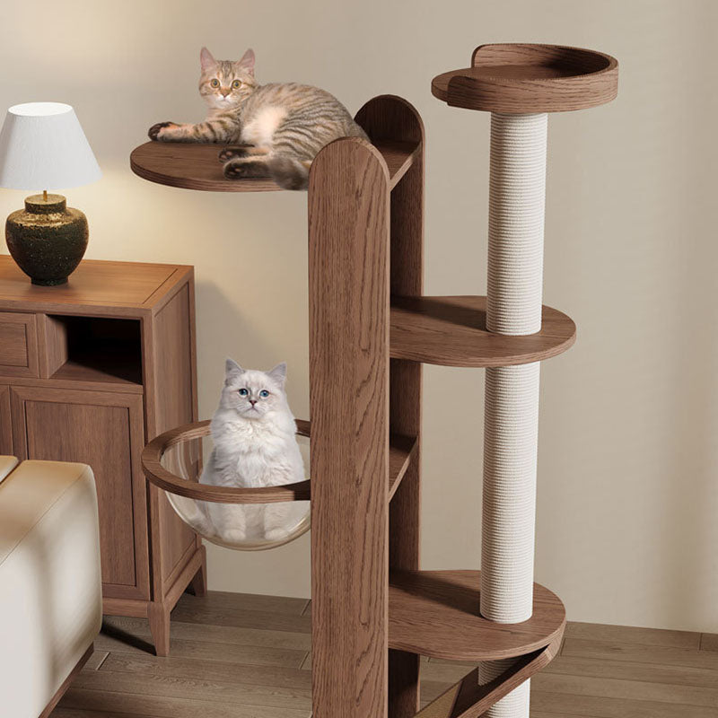 Kattenklimmeubel met vier niveaus, sisal en acryl ligplek